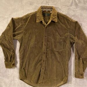 VTG Orvis Mens Medium Olive Green Corduroy Long Sleeve Casual Button Down